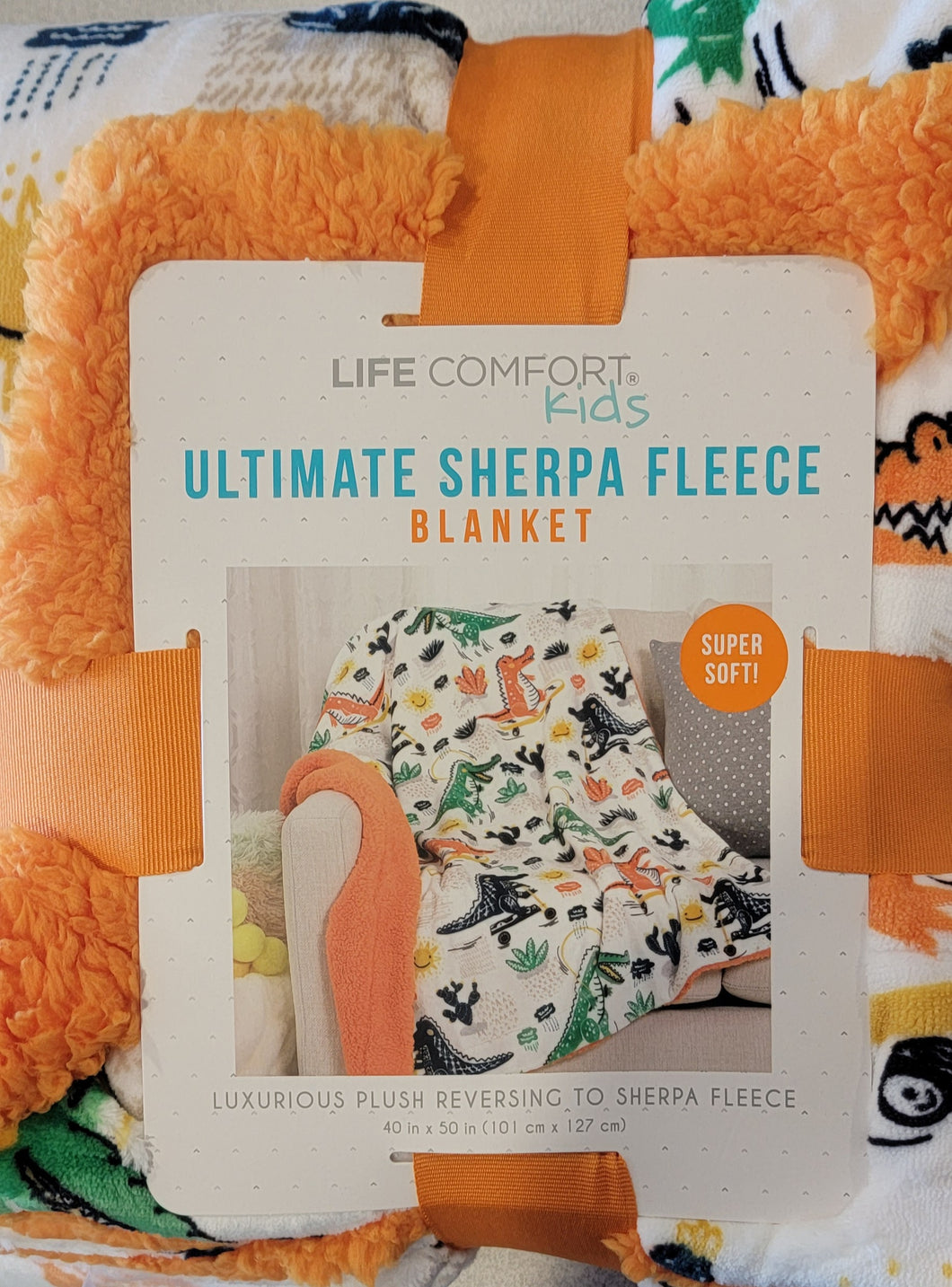 Life Comfort Kids Ultimate Sherpa Fleece Throw, Orange / Crocodile's