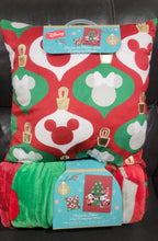 Load image into Gallery viewer, Disney Character Mickey And Minnie Mouse Pillow &amp; Oversized Throw Set Christmas
