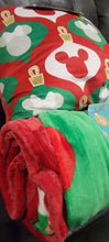 Load image into Gallery viewer, Disney Character Mickey And Minnie Mouse Pillow &amp; Oversized Throw Set Christmas
