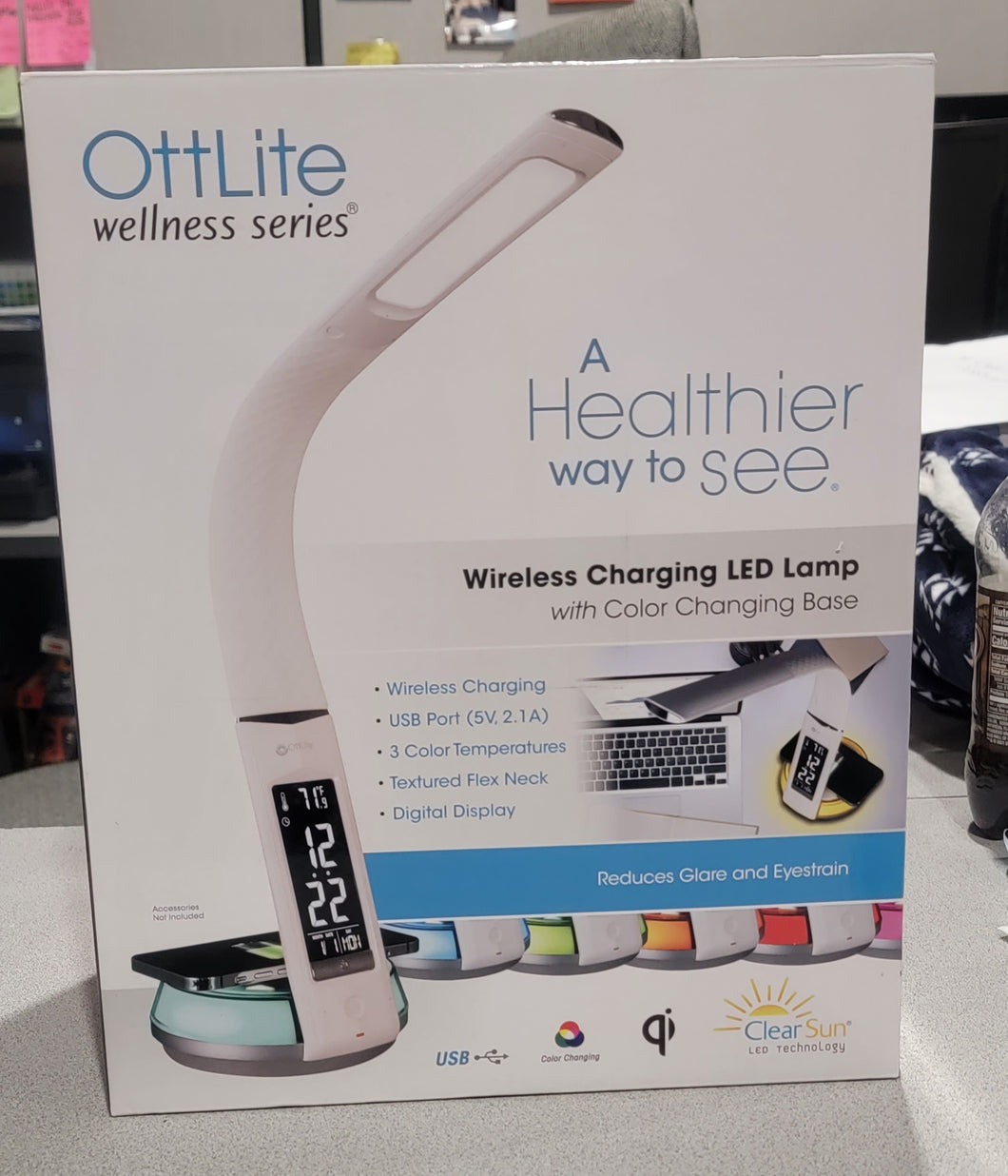 OttLite Wireless Charging LED Table or Desk Lamp, White