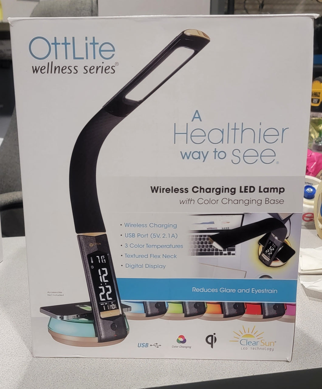 OttLite Wireless Charging LED Table or Desk Lamp, Black