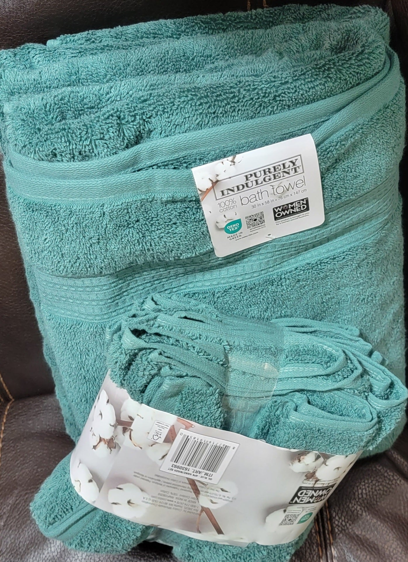 Purely Indulgent 4 piece Cotton Hand Towel and Wash Cloth set Green