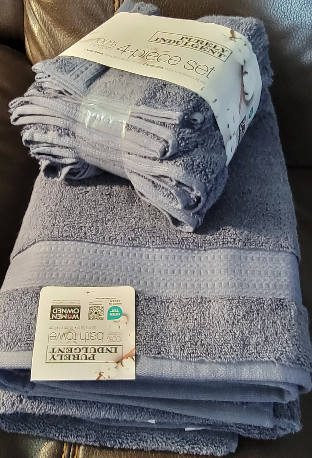 Purely Indulgent 100% Hygrocotton 6-piece Towel Set, 2-BATH, 2-HAND, 2-WASH (Color: Flint Stone)