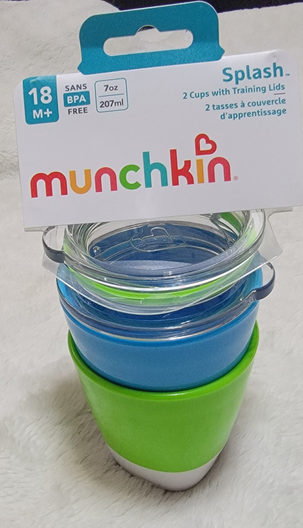 Munchkin Splash Open Toddler cup with Training Lid 2-Pack 7 oz Blue & Green