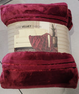Life Comfort Luxe Velvet Throw Blanket 60in x 70in Vibrant Elegant Design, Red