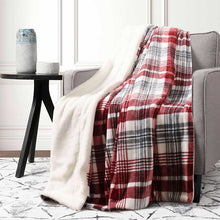 Load image into Gallery viewer, Life Comfort Ultimate Reversible Faux Fur Throw, 60&quot; x 70&quot;, Color: Red Plaid
