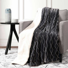 Load image into Gallery viewer, Life Comfort Ultimate Reversible Faux Fur Throw, 60&quot; x 70&quot;, Color: Dark Gray Diamond
