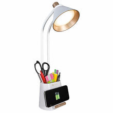 Load image into Gallery viewer, OttLite LED Desk Organizer Lamp with Wireless Charging Stand WHITE
