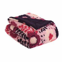 Load image into Gallery viewer, Life Comfort Kids Ultimate Sherpa Fleece Throw, Purple / Pink Floral

