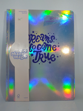 Load image into Gallery viewer, Holographic Journal - &quot;Dreams Do Come True&quot; - Bonus Sticker Sheet Inside
