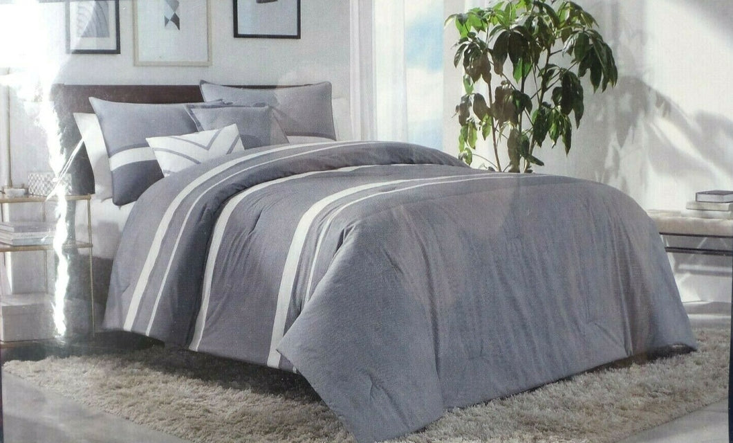 Bedding Nautica 5-Piece Gray Comforter Set With Throw Pillows, Queen Size