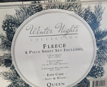 Load image into Gallery viewer, Winter Nights Collection: Black/gray/white Plaid 4pc fleece sheets Set, Double
