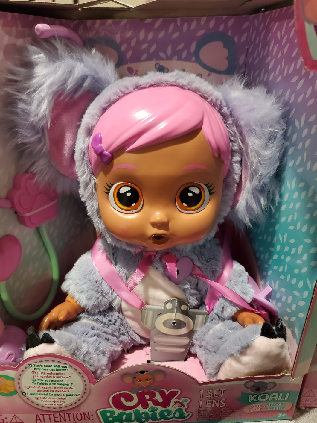 Cry Babies Koali Feel Better Brown Doll, Accessories, Cries Real Tears, Read,
