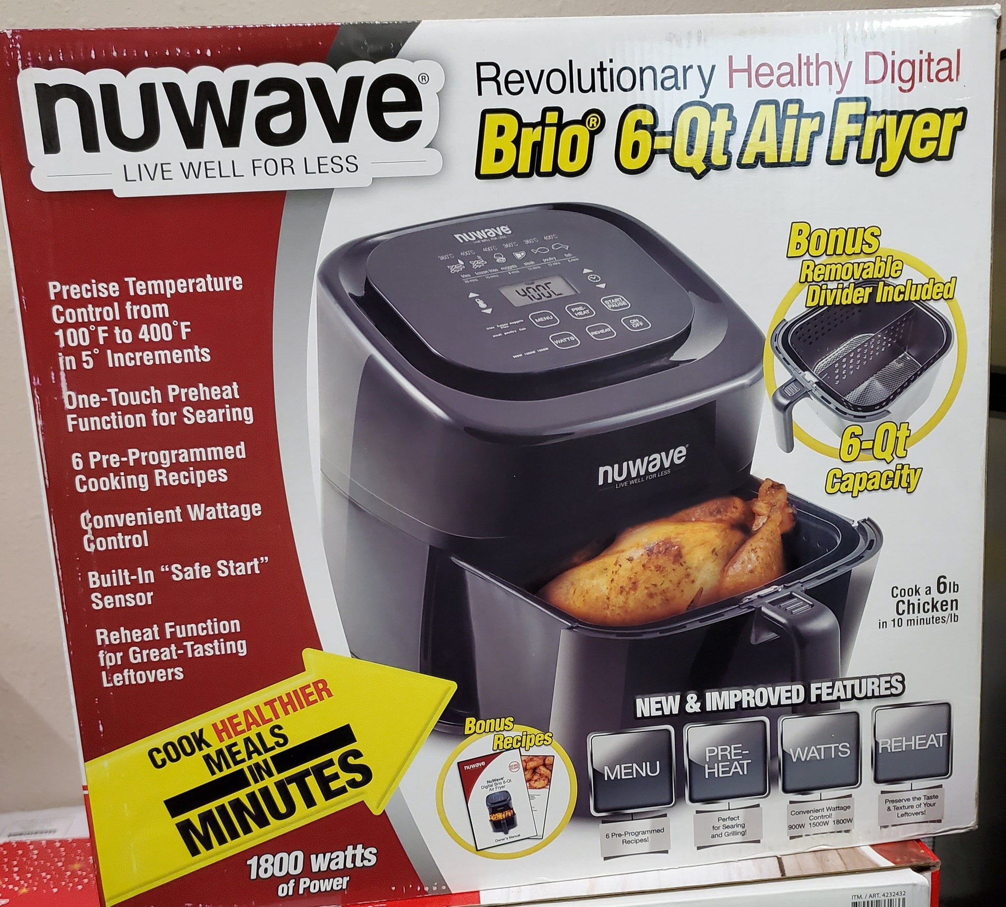 NuWave Brio 8 QT Digital Air Fryer with Temperature Probe