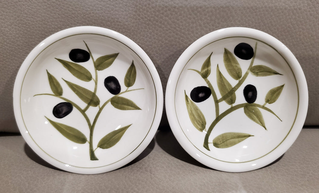 Harry & David Olive Pattern mini Hors d'oeuvre saucers, 2-Pk,  3.5