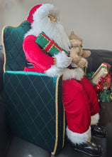 Load image into Gallery viewer, 31&quot; Seated Fabric Santa with adorable plush bear, and sack full of presents - Christmas

