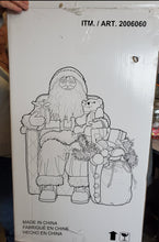 Load image into Gallery viewer, 31&quot; Seated Fabric Santa with adorable plush bear, and sack full of presents - Christmas
