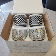 SUN-E Modern Mosaic Glass Checkered Pattern Cement Succulent Cactus Planter, Tiny Flower Plant Containers