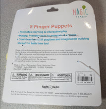 Load image into Gallery viewer, Magic Years Happy Friends Bath Plastic Finger Puppets 5-Piece Animal Set
