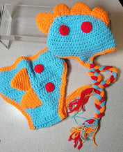Load image into Gallery viewer, Newborn &quot;Crocheted Baby Dinosaur Outfit&quot; Handmade Knitted, Photo Prop, baby
