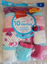 Load image into Gallery viewer, Hanes Girls Soft Tagless Hipsters - Size 4, 10-Pack
