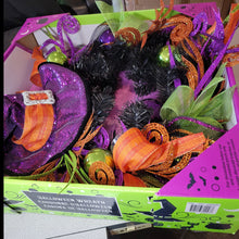 Load image into Gallery viewer, Halloween Wreath - Purple Sequin Witches Hat with Orange accents, 24&quot;
