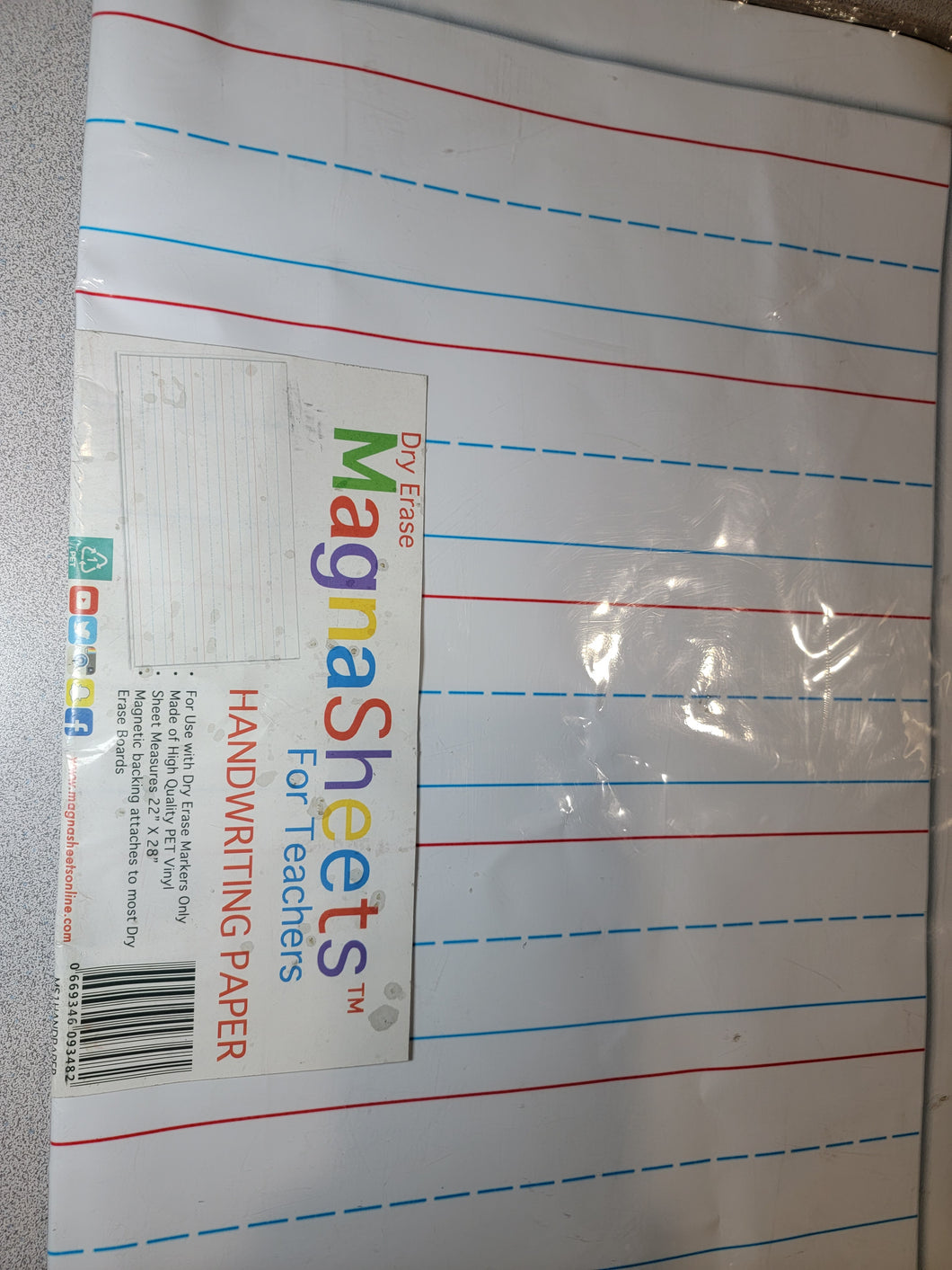 Dry Erase Magnetic Handwriting Paper, Jumbo 22