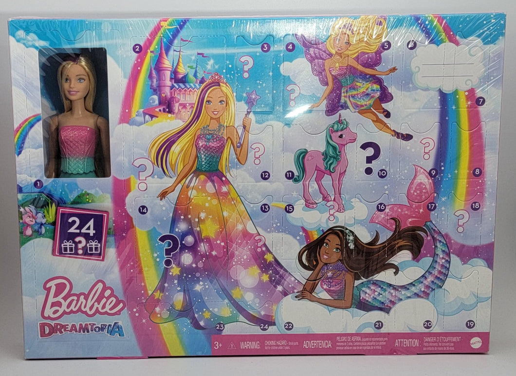 Barbie Dreamtopia Advent Calendar, Blonde Barbie & new gift for the next 23 days,  for 3-7+ Yrs