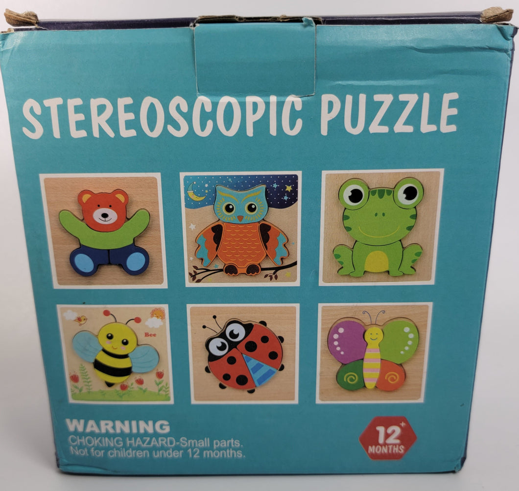 Wooden Animal Jigsaw Puzzles, 6 Pack Toddler, Learning Educational Toy Ages 1-3