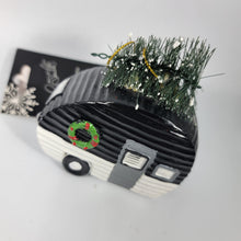 Load image into Gallery viewer, Christmas Ornament Black &amp; White Trailer with Tree, Jacklyn Smith Collection
