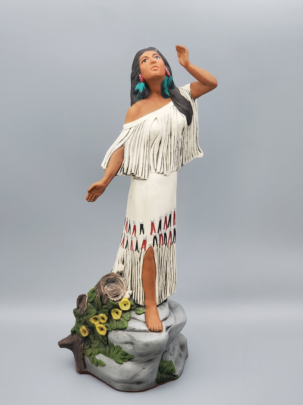 Native American Girl on Cliff - Standing, Hand Painted Collectable figurine  #13