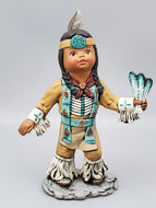 Native America Little Boy Dancer, Missing Tail Feathers, Hand Painted Collectable figurine #20