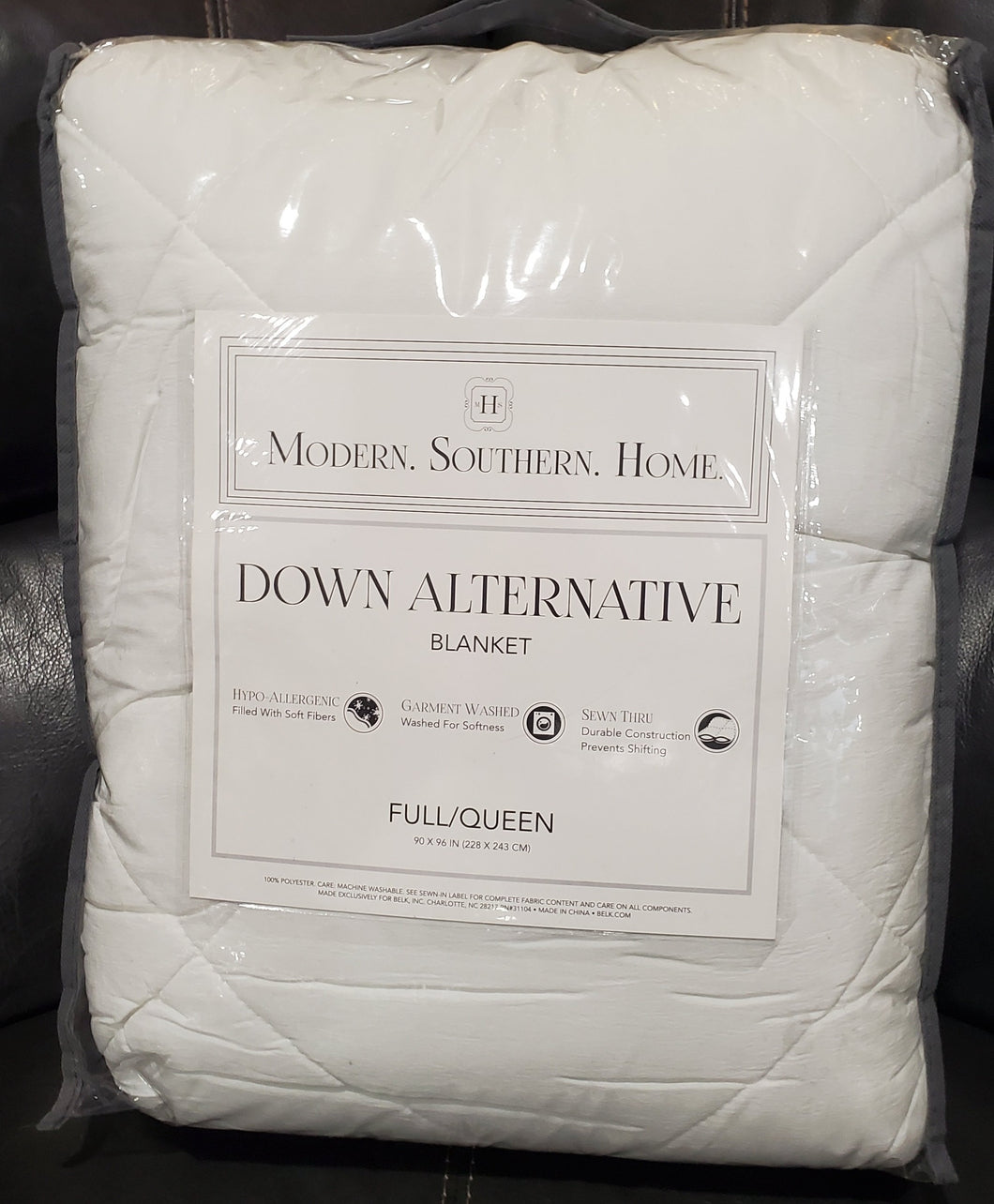 Modern. Southern. Home. Down Alternative Blanket, Garment Washed White, Full/Queen