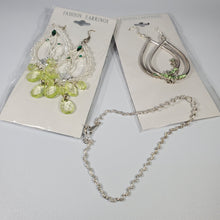Load image into Gallery viewer, Fashion Earrings - Costume Jewelry - 2 pair dangle earrings - 1 bracelet, Green
