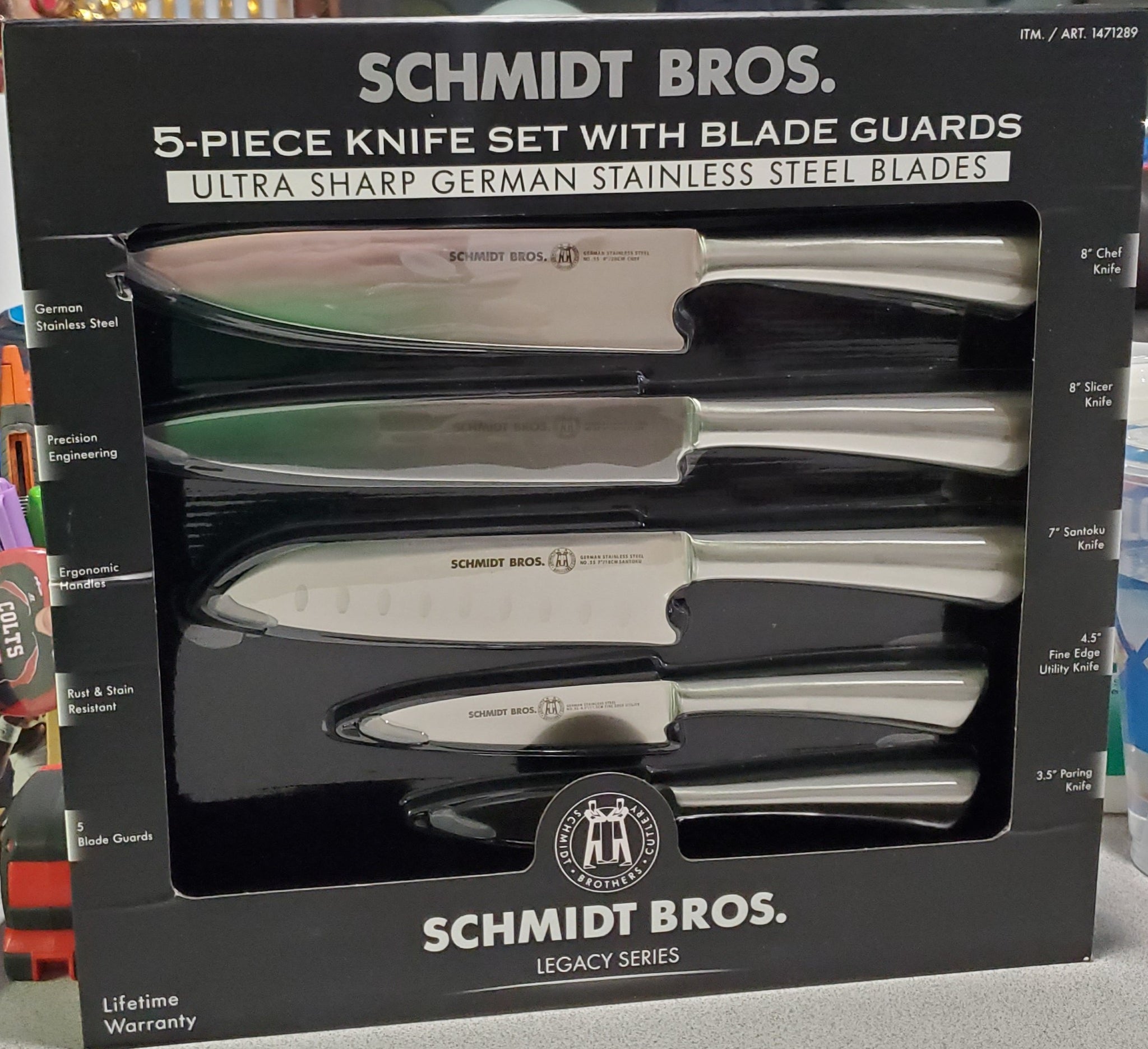 Schmidt Bros Legacy Series, 5 PC Ultra Sharp Knife Set + Blade Guards