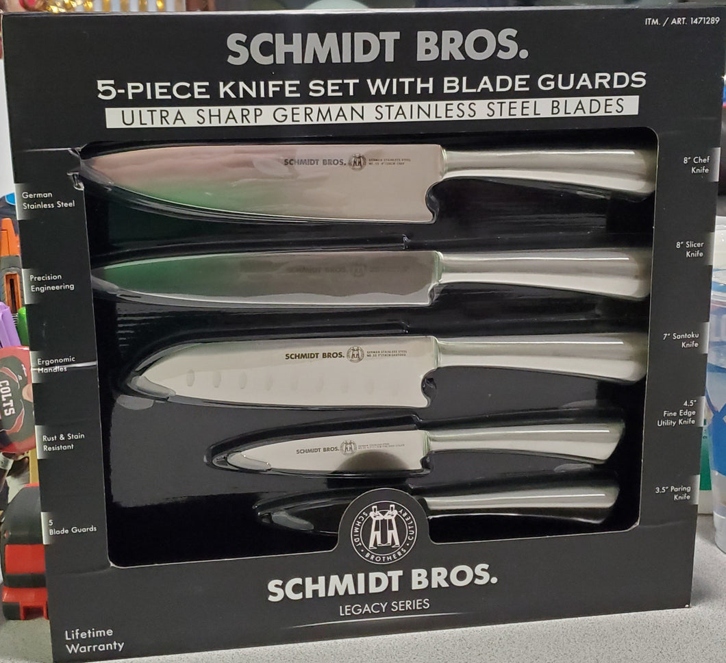 Schmidt Bros Legacy Series, 5 PC Ultra Sharp Knife Set + Blade Guards