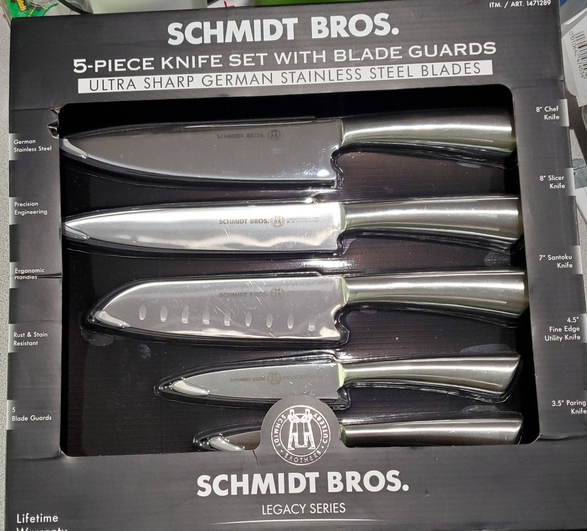 Schmidt Bros. Legacy Series, 5 Pc Ultra Sharp Knife Set + Blade Guards –