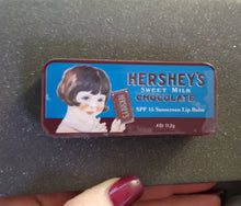 Load image into Gallery viewer, Hershey&#39;s Sweet Milk Chocolate SPF 15 Sunscreen Lip Balm Tin
