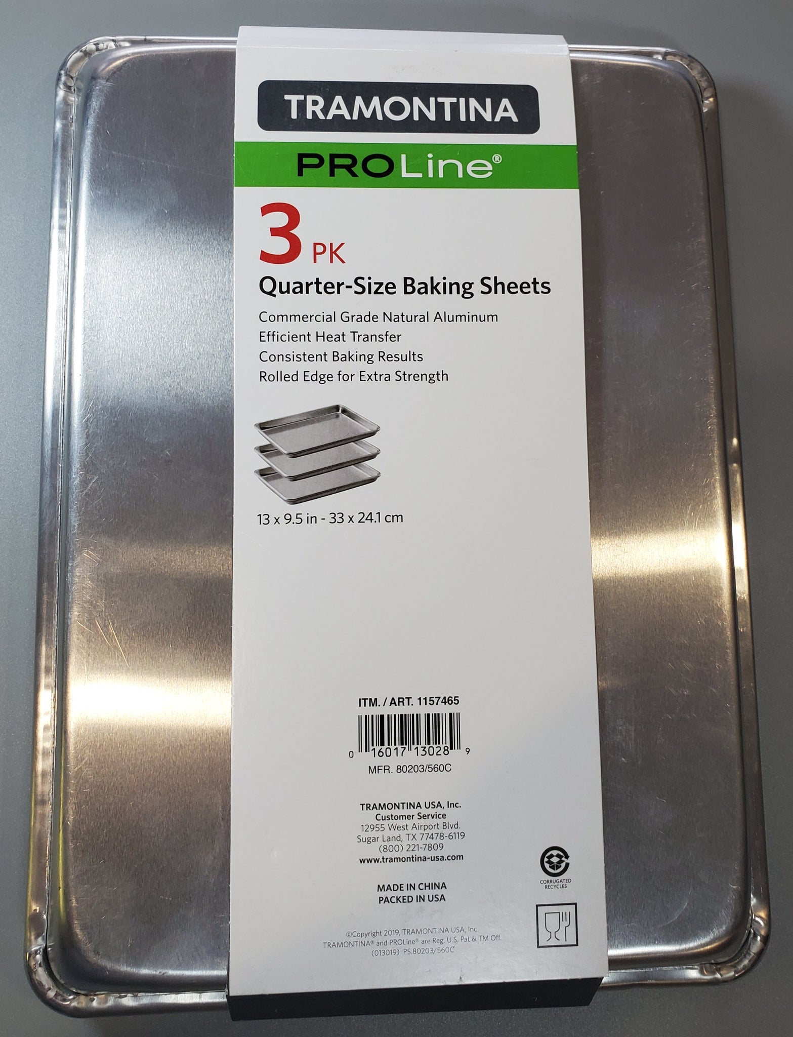 Tramontina Aluminum Baking Sheet Pan, Quarter Size, 9.5L x 13W