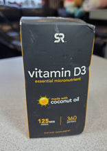 Load image into Gallery viewer, Vitamin D3 5000iu (125mcg) with Coconut Oil, Non-GMO, Gluten &amp; Soy Free (360 Mini Softgels)
