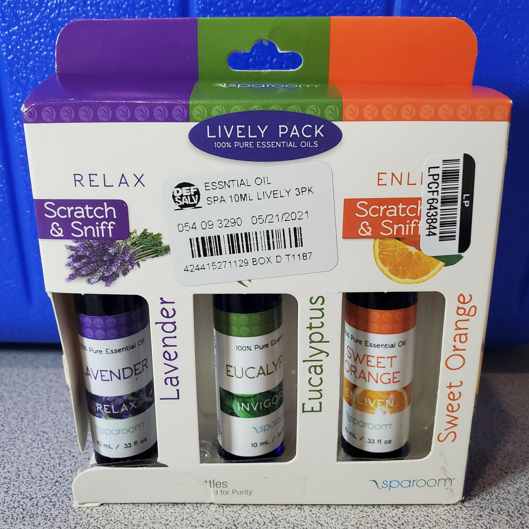 10ml 3pk 100% Pure Essential Oil Lavender Eucalyptus & Sweet Orange - SpaRoom