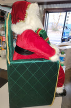 Load image into Gallery viewer, 31&quot; Seated Fabric Santa with adorable plush bear, and sack full of presents - Christmas
