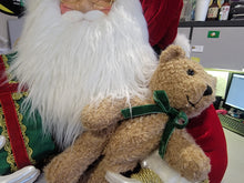 Load image into Gallery viewer, 31&quot; Seated Fabric Santa with adorable plush bear, and sack full of presents - Christmas
