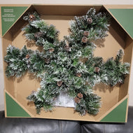 40” Pre-Lit LED Decorative Artificial Pine Snowflake Wreath