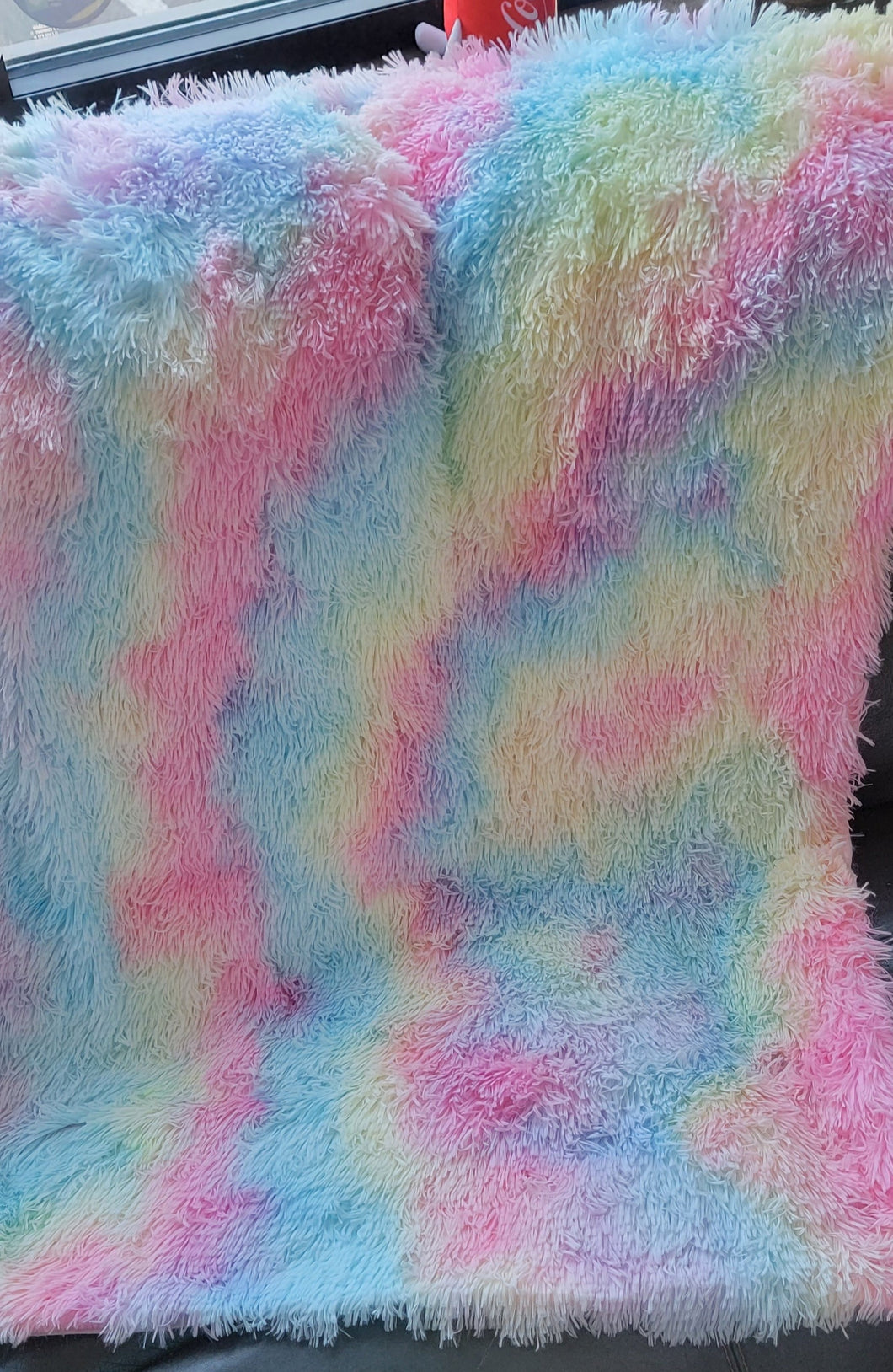 Light Pink Rainbow Tie-Dye Plush Throw Blanket, Double Sided, child's