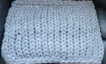 Load image into Gallery viewer, Chunky Cable Knit Throw Blanket Handwoven Fluffy &amp; Cozy, Light Gray, Small
