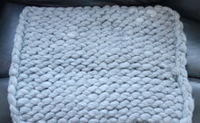 Load image into Gallery viewer, Chunky Cable Knit Throw Blanket Handwoven Fluffy &amp; Cozy, Light Gray, Small
