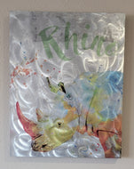 Grinder Metal - Rainbow watercolor Rhino Wall Art  (23.75