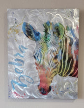 Load image into Gallery viewer, Picture, Wall Art, Framed Metal, Watercolor, Zebra  (23.75&quot;x19&quot;x1.5&quot;)
