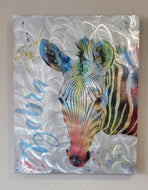 Picture, Wall Art, Framed Metal, Watercolor, Zebra  (23.75